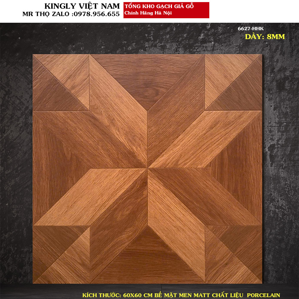 Gạch giả gỗ 600x600 Trung Quốc 6627
